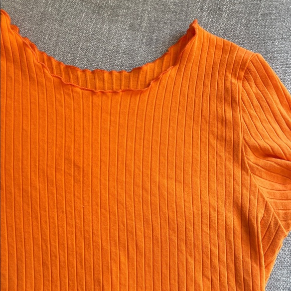 Bright Orange Ribbed Tee - Picture 3 of 4